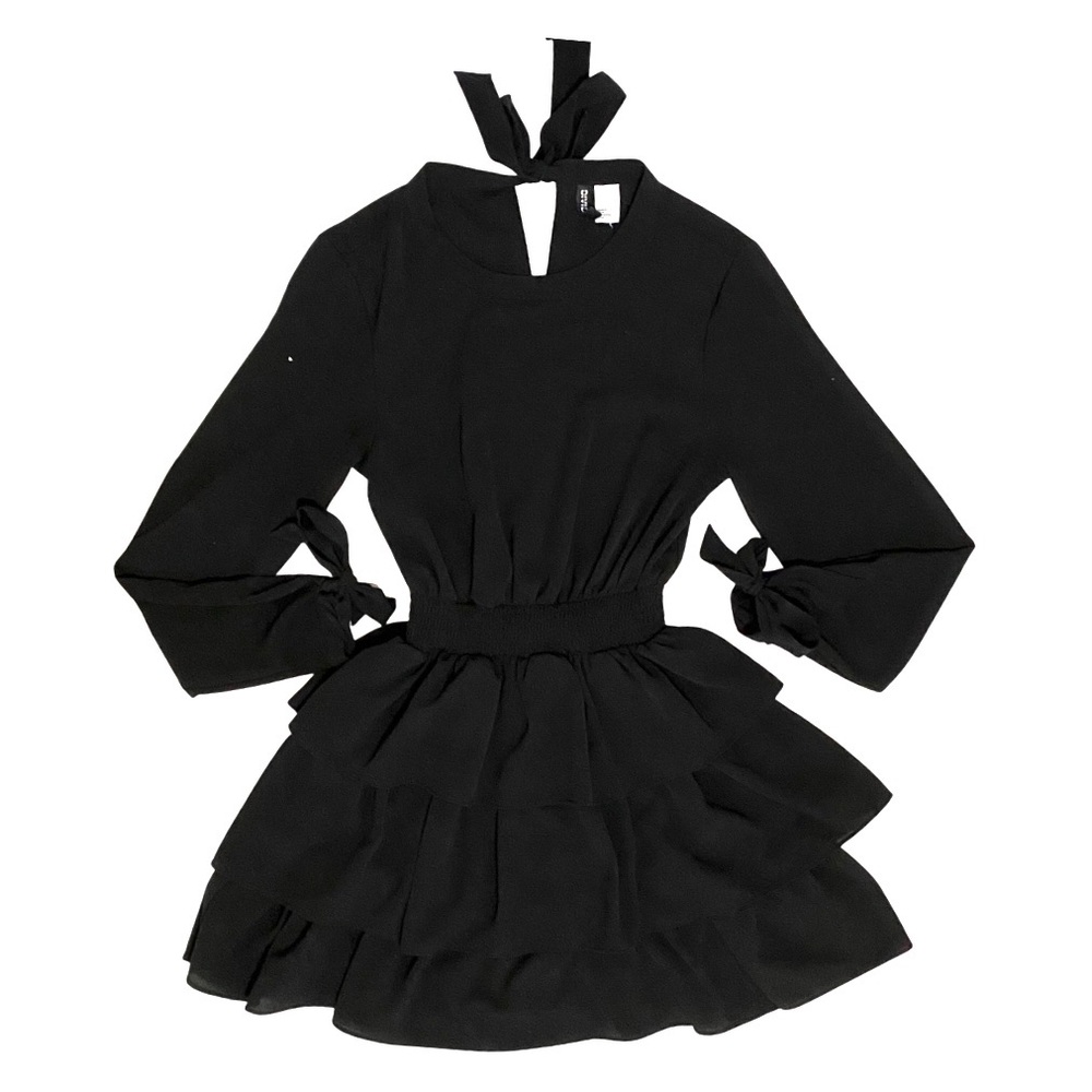 BLACK MINI LAYERED DRESS